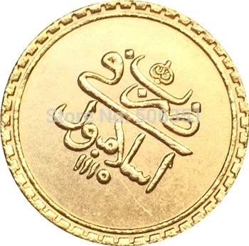 24-K forgyldt Egypten 1703 - Ahmed III guldmønt kopi 19MM 22698