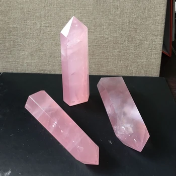 2020 Nye Hot Mode Naturlige Rock Rose Quartz Krystal Punkt Healing Sten Ren Farve Obelisk Wand Pink 40-100MM 2277