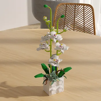 Retro Kinesisk Stil Planter Vase Potteplanter Grønne orchid Blomstre byggesten Mursten Tilbehør Model Kids Pædagogisk Legetøj