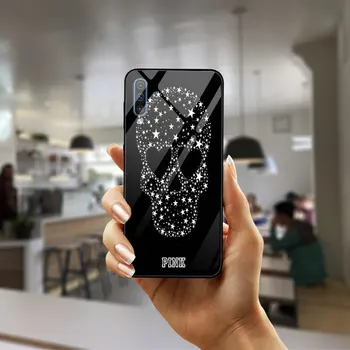 Hærdet Glas Telefon etuier til Samsung Galaxy J4 A8 A9 A10, A20 A30 A40 A50 A70 A80 A90 S8 S9 S10 Plus Punk Tatoveringer Kraniet Kunst
