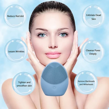 El-Face Cleanser Silikone Ansigt Udrensning Børste Batteri Elektriske Facial Cleanser Udrensning Hud Dyb Vask Massage Brush4 23497
