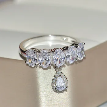Delikat Kvinder Vedhæng AAA Cubic Zircon Sølv Ring Kreative Krystal Bryllup, Engagement, Fødselsdag, Gift Kvinde Smykker