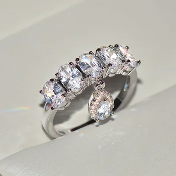 Delikat Kvinder Vedhæng AAA Cubic Zircon Sølv Ring Kreative Krystal Bryllup, Engagement, Fødselsdag, Gift Kvinde Smykker