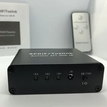 3x1 Toslink Digital SPDIF Optisk Lyd Tænd Med Fjernbetjeningen Understøtter Digital DTS 5.1 Audio Switcher Converter Adapter