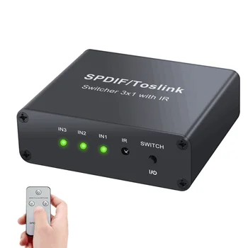 3x1 Toslink Digital SPDIF Optisk Lyd Tænd Med Fjernbetjeningen Understøtter Digital DTS 5.1 Audio Switcher Converter Adapter