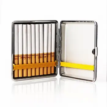 2stk Cigaret Sag Metal Clip PU Læder Lukning Premium Tobak opbevaringsboks Cigaret Container for Mænd