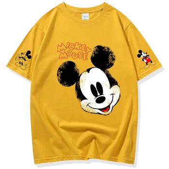 Disney Fashion Mickey Mouse Tegnefilm Print Korte Ærmer Par Kvinder Unisex T-Shirt Afslappet Harajuku Sommer Tee Toppe 7 Farver