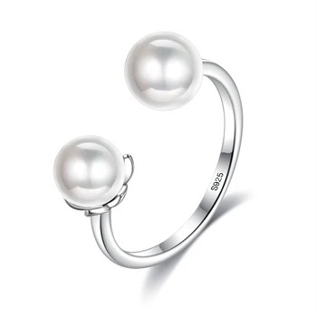 SILVERHOO Nye 925 Sterling Sølv Shell Pearl Elegance Finger Ringe Til Kvinder Justerbar Åbne Jubilæum Ring Fine Smykker