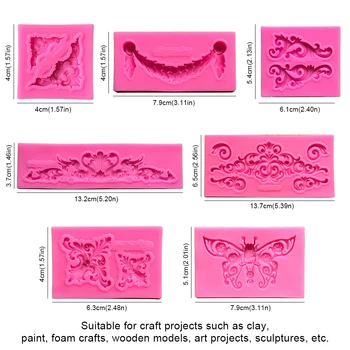 3D Håndværk Barok Relief Silikone Forme Kage Grænsen Fondant Skimmel Kage Udsmykning DIY Værktøjer Slik Ler Chokolade Gumpaste Forme 24382