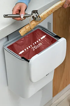 Vægtæppe plast affald bin Køkken væghængt papirkurv med låg badeværelse toilet opbevaring af affald papirkurven