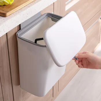 Vægtæppe plast affald bin Køkken væghængt papirkurv med låg badeværelse toilet opbevaring af affald papirkurven