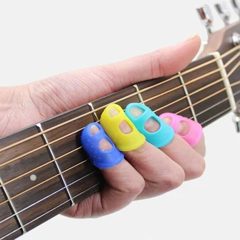 Guitar finger sæt Silikone venstre hånd finger protector Begynder praksis praksis Guitar Tilbehør Beginner ' s Finger Hat 24911