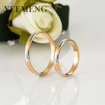 YEEMENG Nye Mode To Farve Anti-allergi Glat Simpel brudepar Ringe til Mand eller Kvinde Gave
