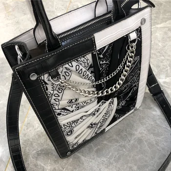 Mode afslappet new style syning mønster i sort og hvid håndtasker mænds afslappet luksus tasker håndtasker 2497