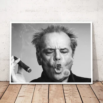 Plakat Jack Nicholson ' s Cigar Lærred Maleri Sort og Hvid Udskrifter Cuadros Væg Kunst Billede til stuen Home Decor 25070