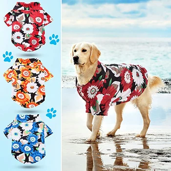 Kevnicely Dog Shirt Hawaiian Style T-Shirts Blomster Trykt Dog Shirts Bomuld, Pet Tøj Til Små Og Mellemstore Hunde Kat Y016 25468