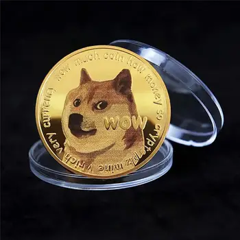 Guld/Sølv Forgyldt Ethereum Ripple Bitcoin Dogecoin Digitale Valuta Erindringsmønter Boligindretning Håndværk Desktop Ornament 25569