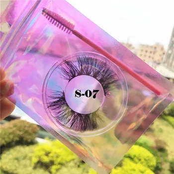 Makeup Øjenvipper 3D-Mink-Vipper, Bløde Bløde Tjavsede Volumen Naturlige lang Cross Falske Øjenvipper Øjenvipper Genanvendelige Holografiske taske