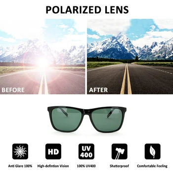 Tidien Klassiske Firkantede Polariserede Solbriller Mænd Polariseret Kørsel Metal Solbriller Spejl Vintage Solbriller Mandlige P-0733