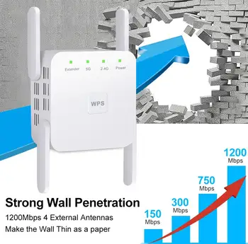 5 Ghz WiFi Repeater Trådløse Wifi-Extender 1200Mbps Wi-Fi Forstærker 802.11 N Lang Række Wi-fi-Signal Booster 2,4 G Wifi Repiter 2569