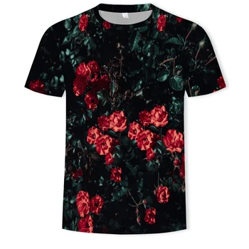 Plante blomster og fugle 3D-print sommer T-shirt, mænds mode til kvinder og mænd T-shirt i blød tekstur casual fashion børn