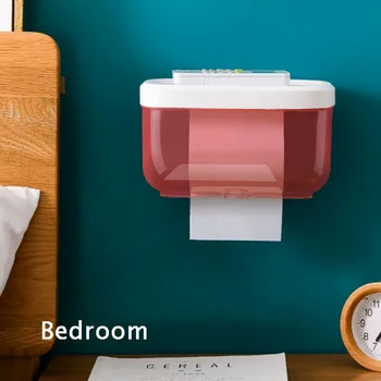 Vægbeslag Papirholder Vandtæt Mobiltelefon Opbevaring Hylde Toilet Papir Storage Rack Væv Badeværelse Max 3 Farver