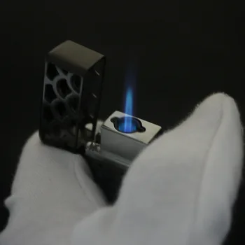 Usædvanlig lysere jet kreative ultra-tynd vindtæt gas lighter dobbelt ild, røg uden brand butan lighter åben ild bærbare