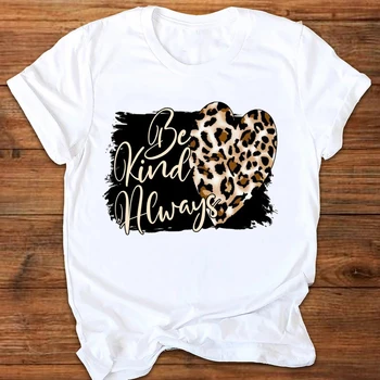 Kvinder Grafisk Leopard Elsker Mode Korte Ærmer 90'erne Damer Udskrivning af Tøj Dame t-Shirts Toppe Kvindelige T-Shirt Dame T-Shirt