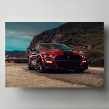 Moderne Kunst på væggene Olie på Lærred Malerier Superbil Fords Mustang Shelby GT500 Røde Bil Billede Stue Indretning Plakater og Prints 26017