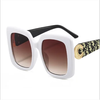 2021 Solbriller Mode Overdimensionerede Retro-Pladsen Gradient Stor Ramme Solbriller Til Kvinder Gafas Skygge Spejl Klar Linse Varm Sommer 26314