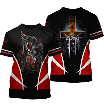 Knight Templar 3D-Print Mænd T-shirt 2021 Sommer O-Hals kortærmet t-Shirts Toppe 3D-Style Mandlige Tøj Mode Casual T-shirts 26518