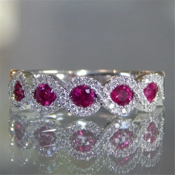 Kvinder Vintage Ring, Rød/grøn Zircon Sten Ring for Kvinder, Tilbehør, Smykker Engagement Kvindelige Casual Ring Fødselsdagsgave 26542