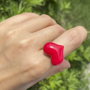 SKØNHED LAG Nye Mode Store Harpiks Hjerte Ring Til Kvinder, Piger Erklæring Søde Finger Ring Party Smykker Gave Tilbehør