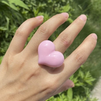 SKØNHED LAG Nye Mode Store Harpiks Hjerte Ring Til Kvinder, Piger Erklæring Søde Finger Ring Party Smykker Gave Tilbehør