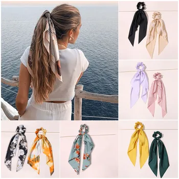 1pc Flerfarvet Silke Tie-dye Lange Bånd Hår Ring Fremhæver Dejlig Sød Mode Trykt Hår Styling Tilbehør Hoved Decor