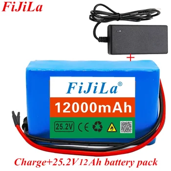 6s2p 24V 12.0 Ah 18650 lithium-ion-batteri 25.2 v 12000mAh el-cykel knallert lithium-ion-batteri med BMS + oplader