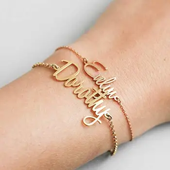 Guld Kæde Armbånd med Navn Victoria Charme Link Ankelkæde for Kvinder Girl Håndskrift Ord Bedste Ven Julegave