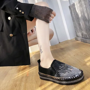 2021 sommer sko kvinder nye mode cryatal platform sko, loafers, Non-slip casual sko kvinder lejligheder størrelse 43 shoes de mujer