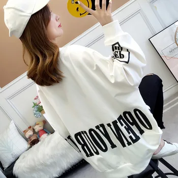 Sweatshirt Til Kvinder Korean style Fashion Streetwear Efteråret Tøj med Lange ærmer Brev Print Crewneck Casual Toppe Ropa de mujer 2871