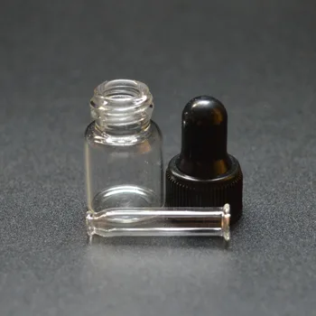 5pcs 1ml Små Klare Glas Parfume Hætteglas For Æterisk Olie dråbeflasken
