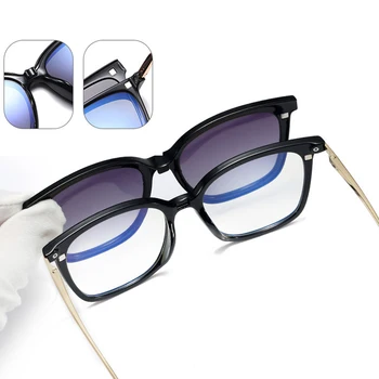 2 I 1 Magnetiske Polariserede Solbriller Til Kvinder 2021 Nye Pladsen Gennemsigtig Anti blå lys Briller ramme Kvindelige Mode Eyewear 28825