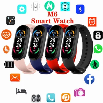 M6 Smart Armbånd Ur Mænd Kvinder pulsmåler Bluetooth Sports Smartwatch Vandtæt til Redmi Xiaomi Se Huawei Band
