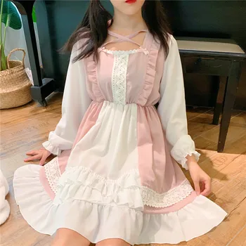 2021 Japansk Korea Vestidos Femininos Cosplay Retro Lady Lolita Kjole Sød Festkjole Kawaii Flæser Mori Girl Kjole Preppy 29059