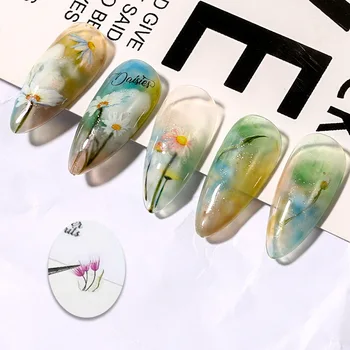 Solsikke Daisy Blomster Søm Mærkat DIY-Sæt Nail Art Tilbehør Skydere Til Negle For Manicure Søm Selvklæbende Farve 3d