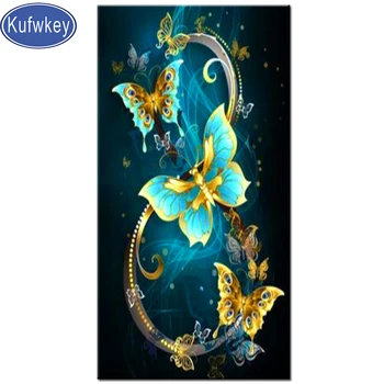 Kufwkey Diamant Maleri Butterfly 5D DIY Diamant Broderi Dyr Cross Stitch Kit Rhinestone Mosaik Kunst boligindretning 2956