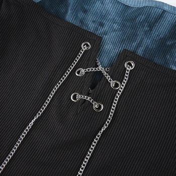 Weekeep Tie Dye Gotiske Kæder T-shirt Harajuku Sommer Patchwork Halterneck Crop Tops Kvinder Grundlæggende Strikket t-Shirt Damer Streetwear