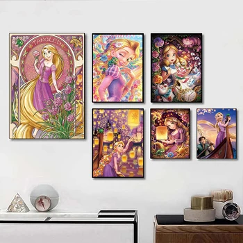 Disney Princess Lærred Maleri Alice I Eventyrland Tegnefilm Plakater og Prints Væg Kunst Billeder for Piger Hjem Room Dekoration