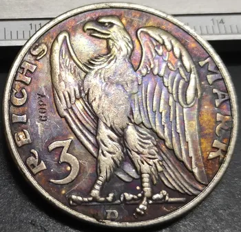 Tysk 3 Reichs Mark Sølv Forgyldt Kopi mønt Type-9 - 29726