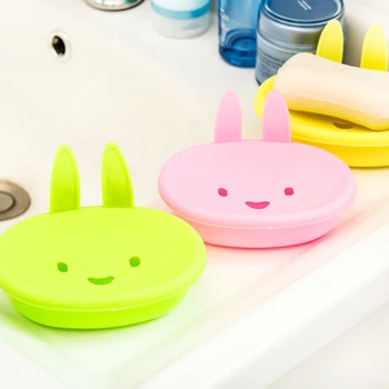 1STK Mini Sød Kanin Ører Bærbare Badeværelse Gadgets Karton Søde Plastik sæbeskål Toilet opbevaringsboks