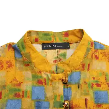 Vintage Printet Skjorte Kjole Kvinder Foråret Sundress 2021 ZANZEA Afslappet langærmet Maxi Vestidos Kvindelige Knappen Robe 3040